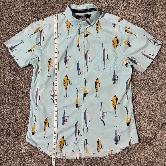 Retro-Design Five Points Men's Short Sleeve Shirt Size M Slim Fit - Picture 7 of 9